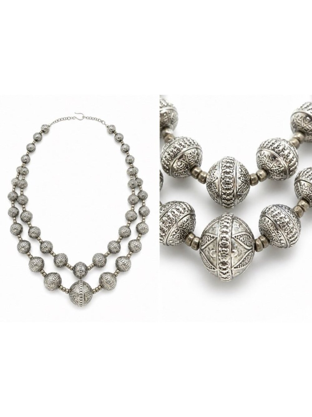Premier Designs Multi Strand Silvertone Beaded Necklace Adjustable 16" NEW